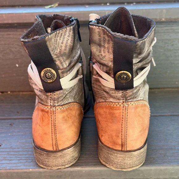 RIEKER BROWN TAN COMBAT BOOTS SIZE 39 NEW - Picture 3 of 11